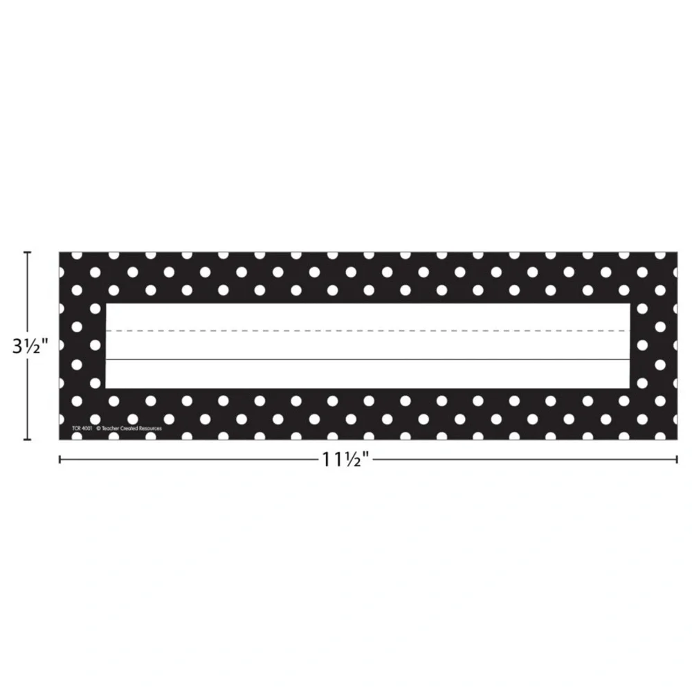 🌺 Black Polka Dots Flat Name Plates 35 Count by Teacher Created Resources